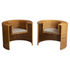 Pair of Wicker Tub Chairs, France, circa 1950