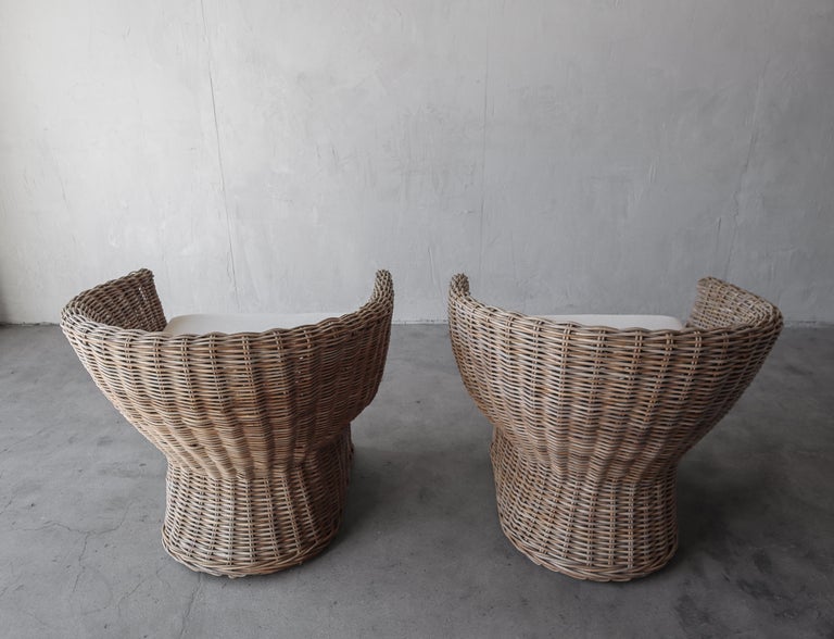 Pair of Wicker Tub Lounge Chairs For Sale at 1stDibs wicker tub