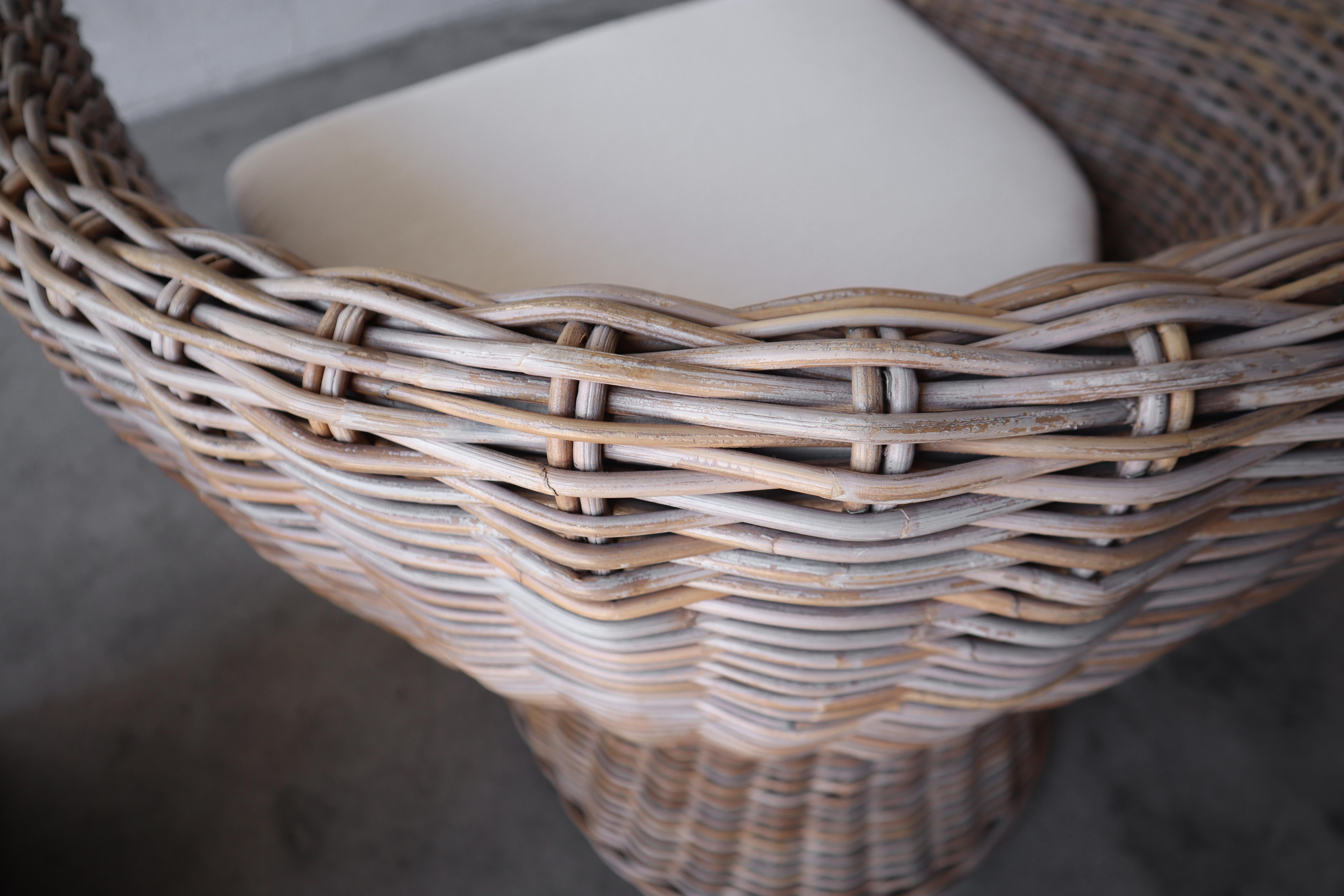 Pair of Wicker Tub Lounge Chairs For Sale 3
