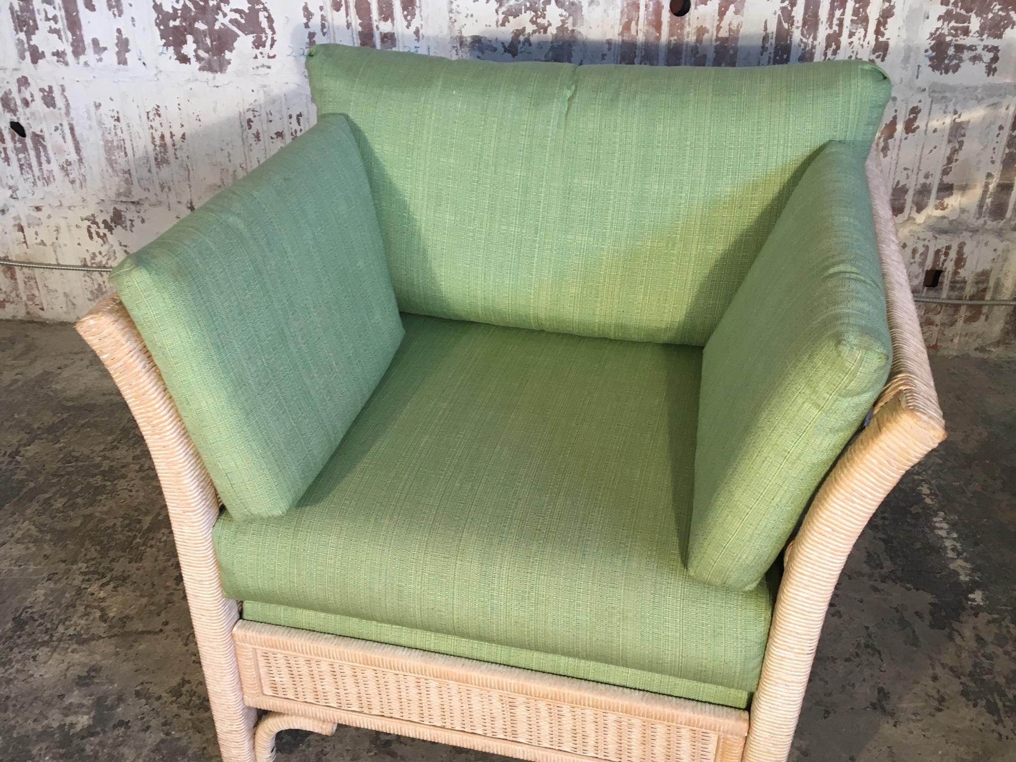 Pair of Wicker Tuxedo Chairs by Henry Link for Lexington For Sale 3