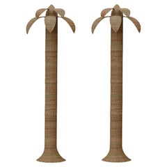 Pair of Wicker Wall Mount Palm Tree Sculptures from the Flores Collection