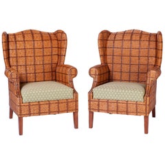 Pair of Wicker Wingback Chairs