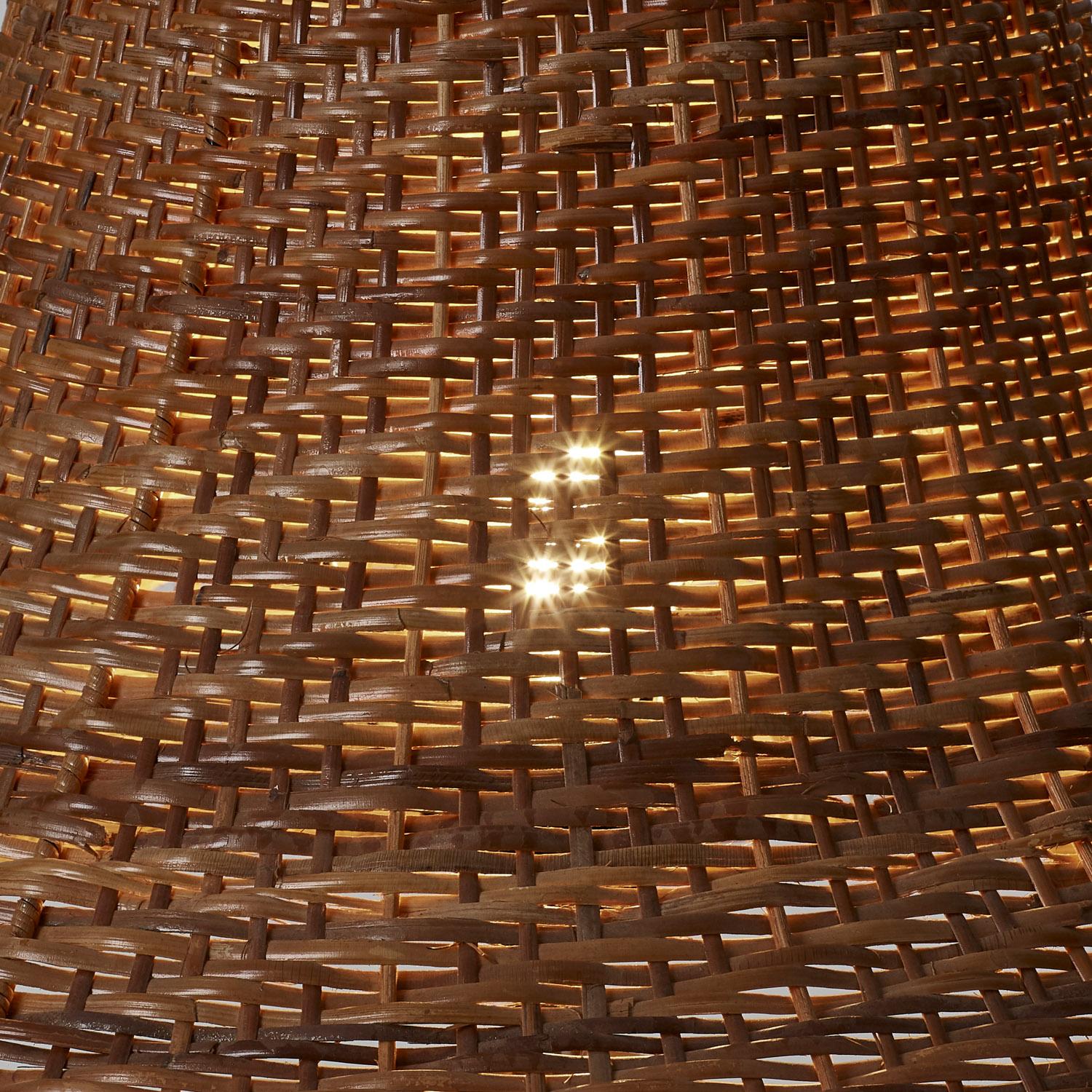Pair of wicker, wood and metal table lamps - Italy, 1980s Bon état - En vente à London, GB