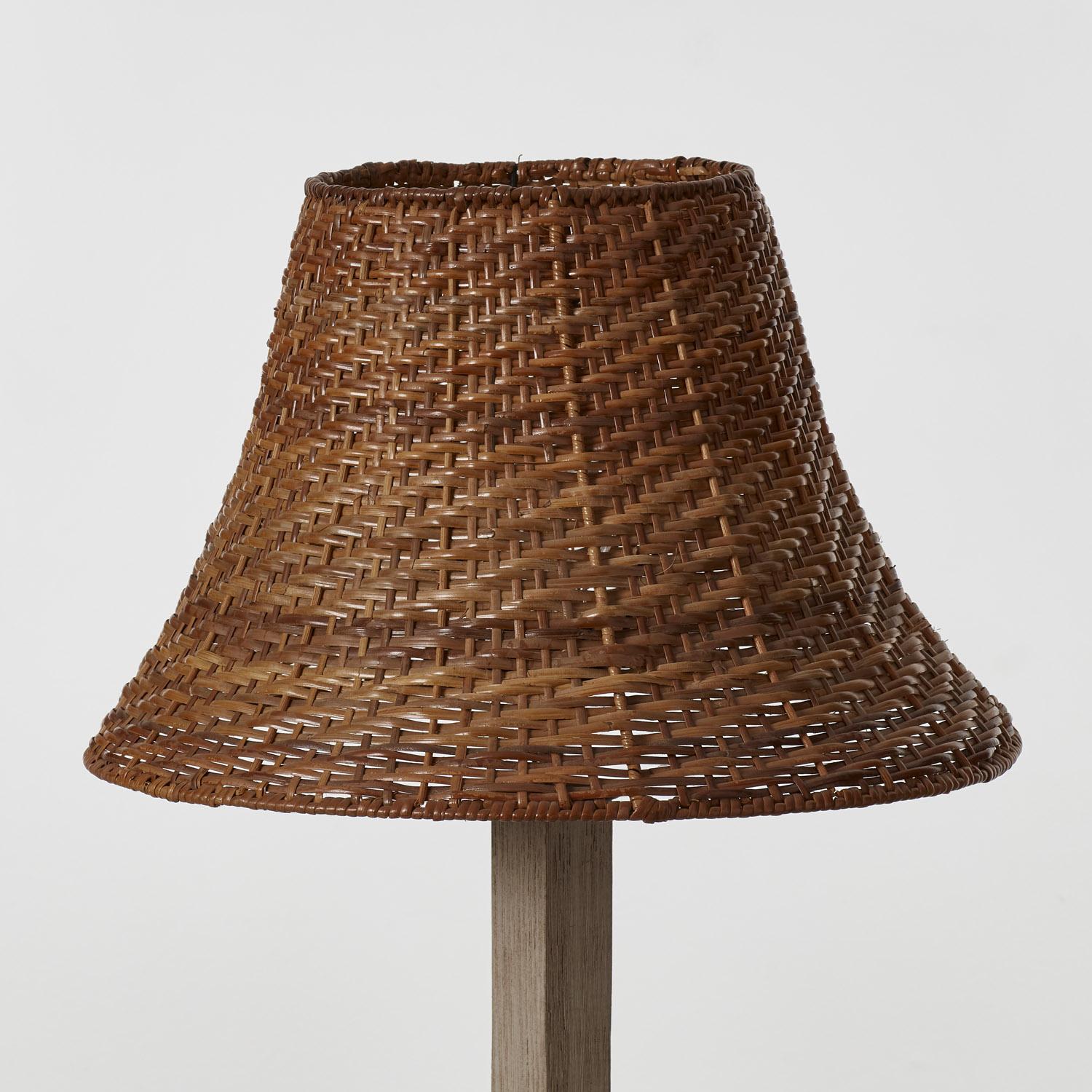 Pair of wicker, wood and metal table lamps - Italy, 1980s en vente 2