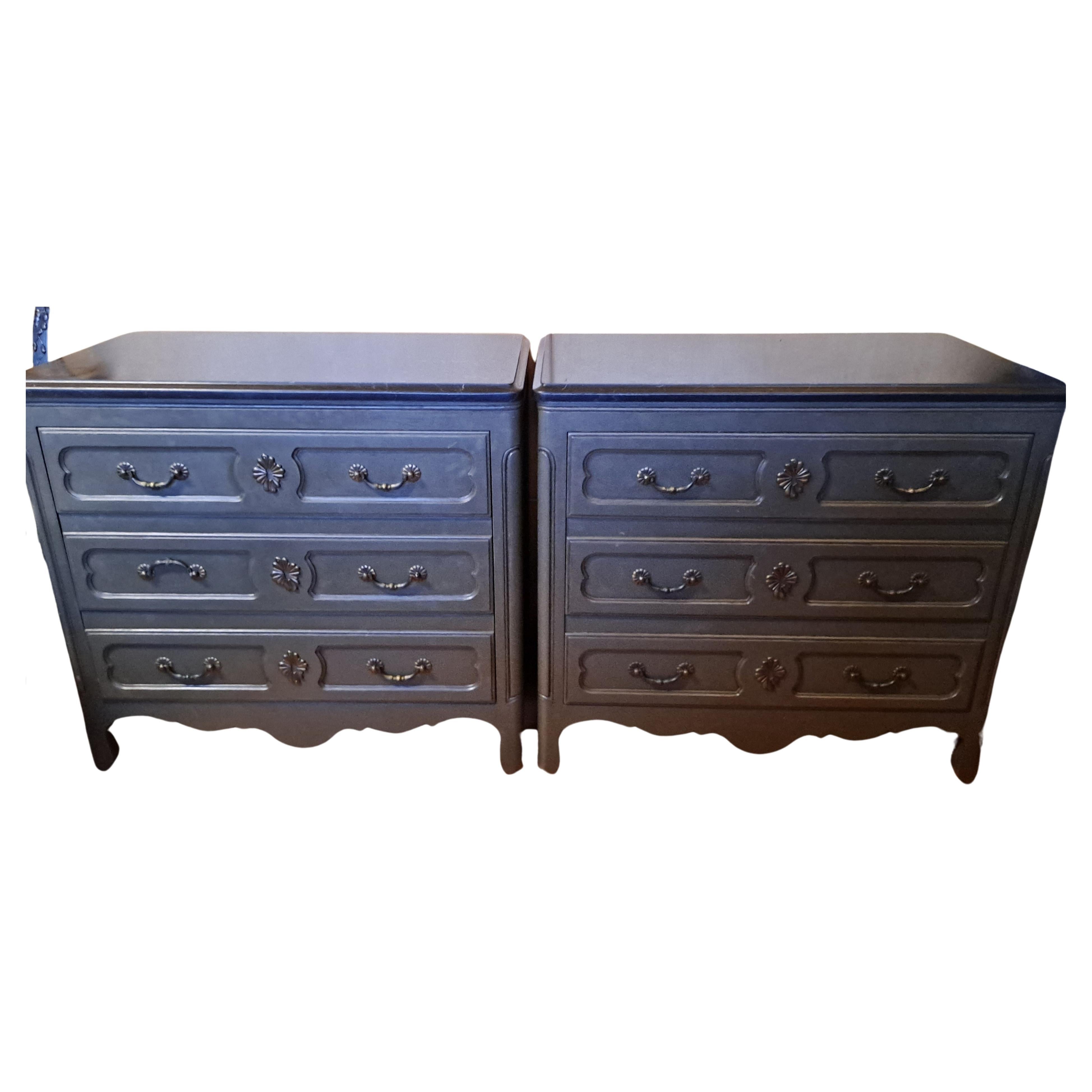 Pair of Widdicomb Dressers With Black Marble Tops For Sale