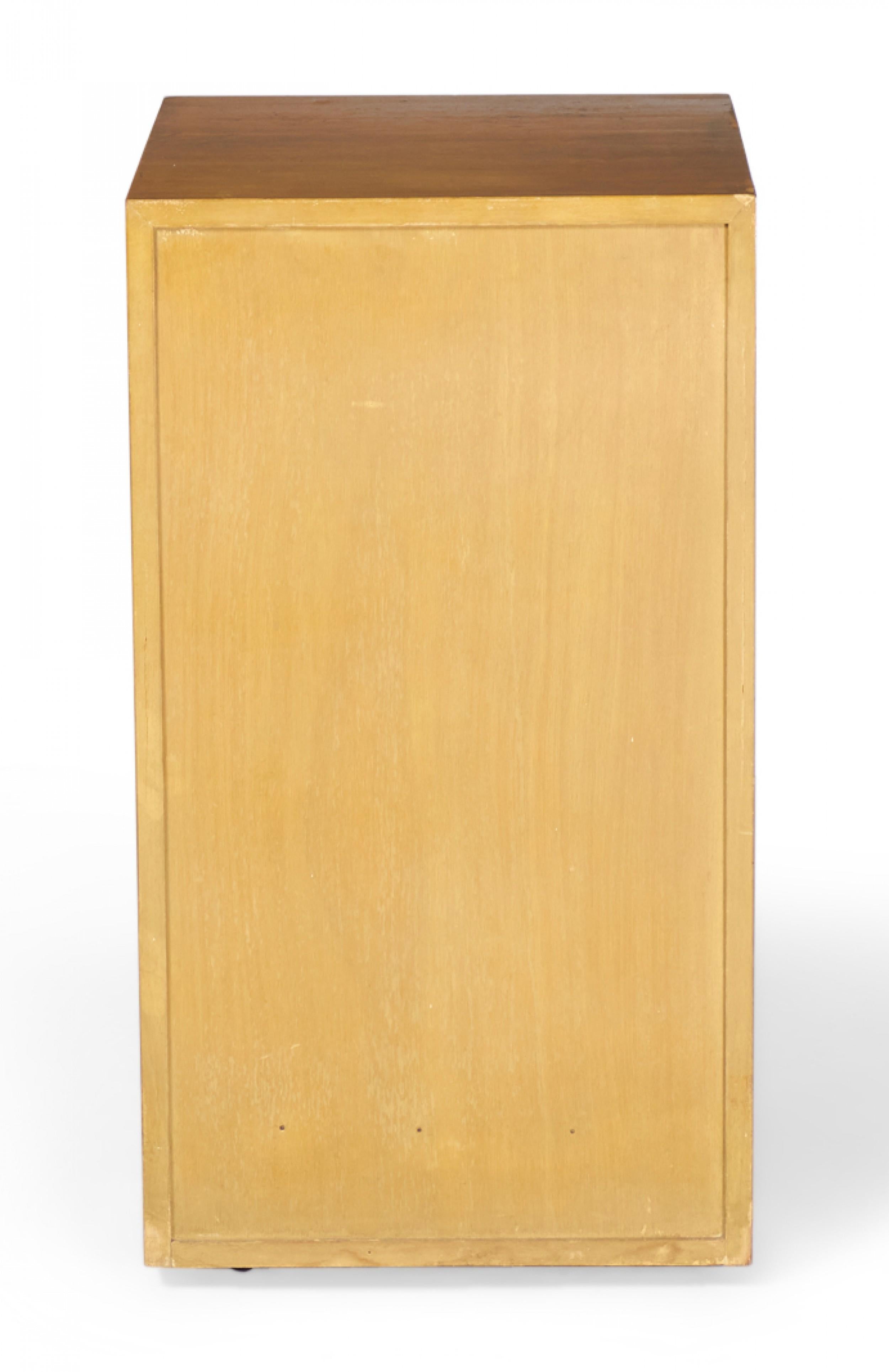20th Century Pair of Widdicomb Modern Blond Maple Tall Single-Door Cabinet / Nightstands For Sale