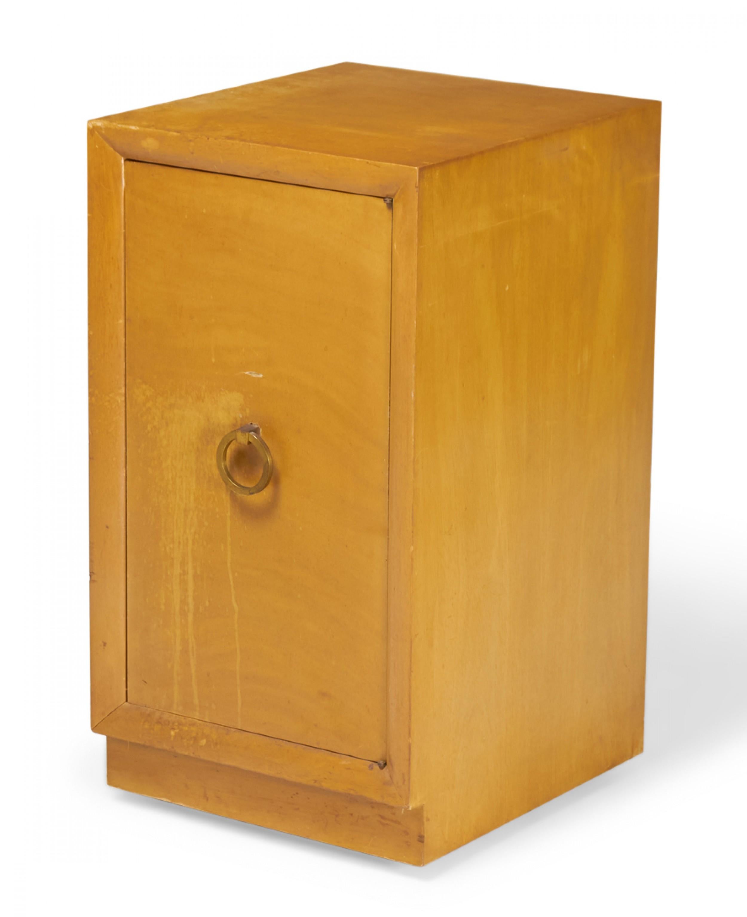 Metal Pair of Widdicomb Modern Blond Maple Tall Single-Door Cabinet / Nightstands For Sale