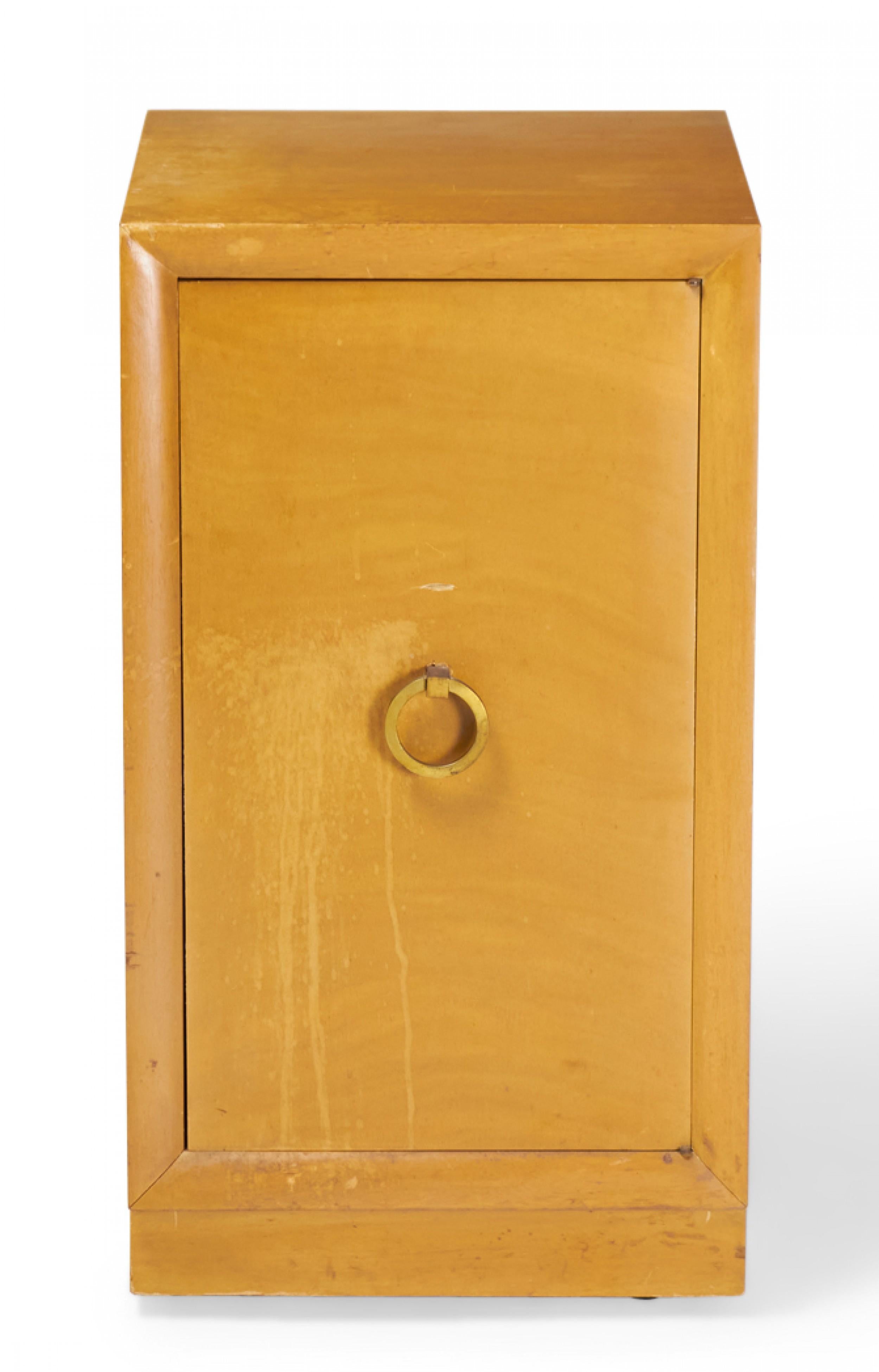 Pair of Widdicomb Modern Blond Maple Tall Single-Door Cabinet / Nightstands For Sale 1