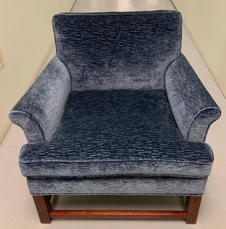 Pair of MidCentury Dark Blue Armchairs For Sale at 1stDibs