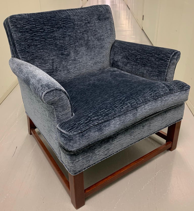 Pair of MidCentury Dark Blue Armchairs For Sale at 1stDibs