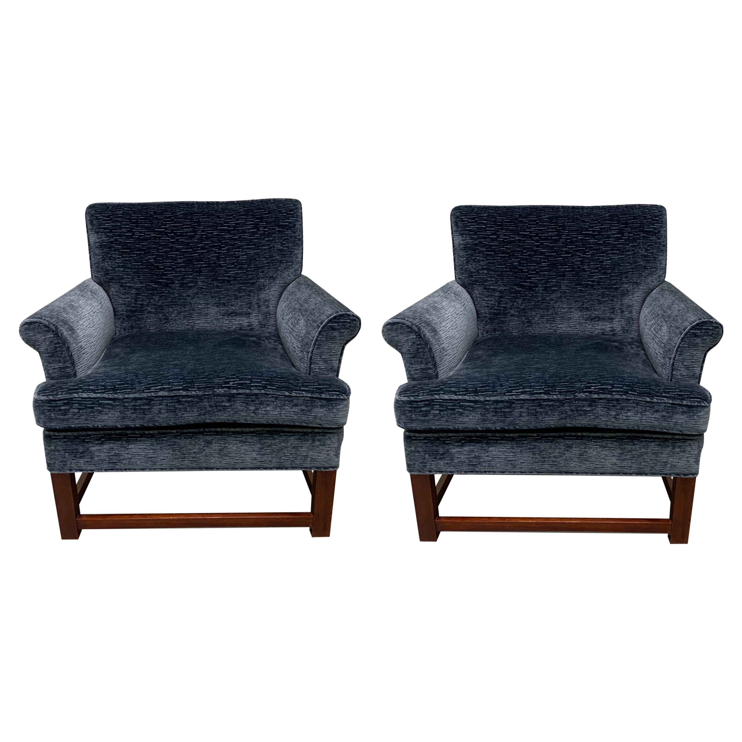 Pair of Art Deco Upholstered Armchairs For Sale at 1stDibs
