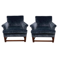 Vintage Pair of Mid-Century Widdicomb Dark Blue Armchairs