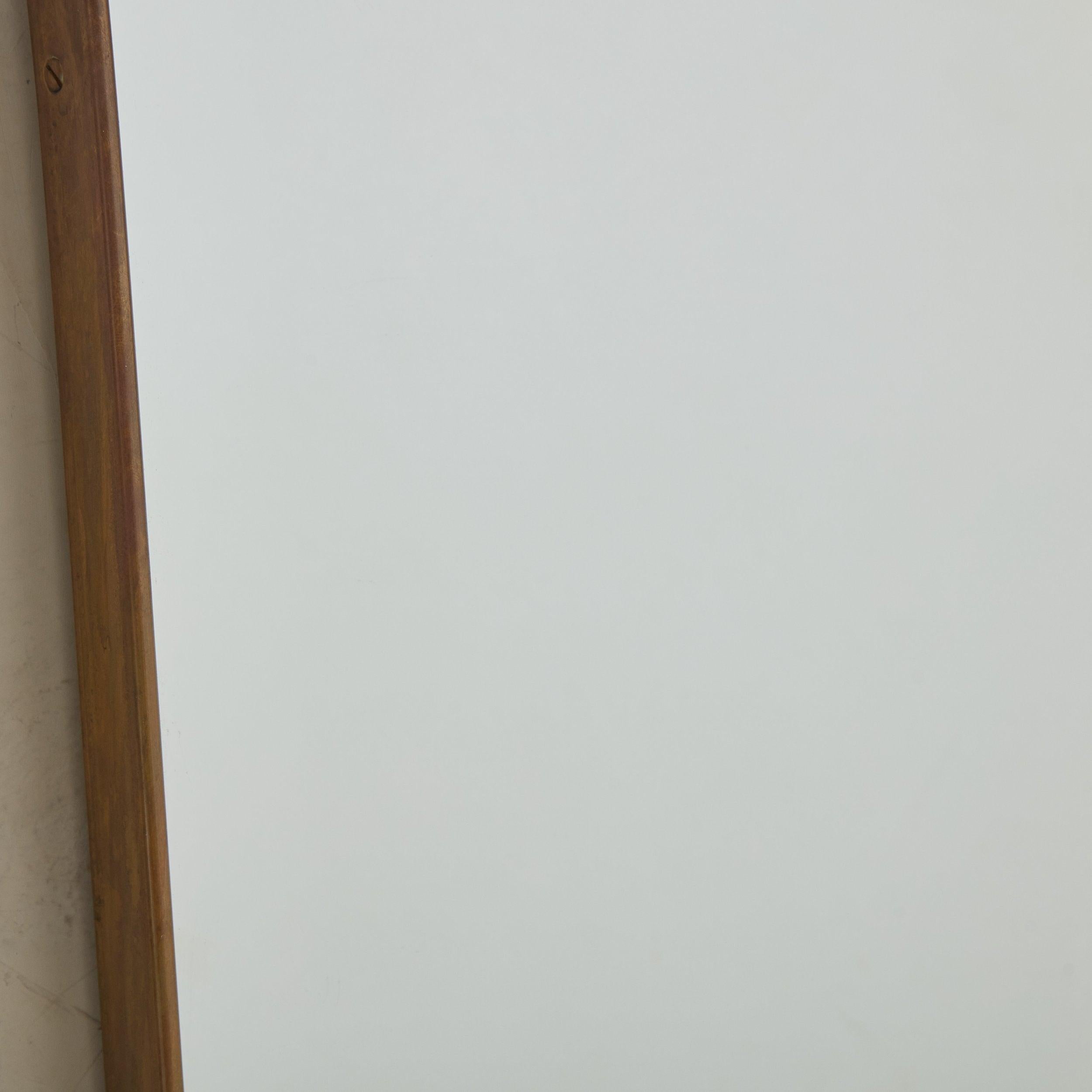 Pair of Wide Scoop Top Patinated Brass Mirrors, 20th Century For Sale 6