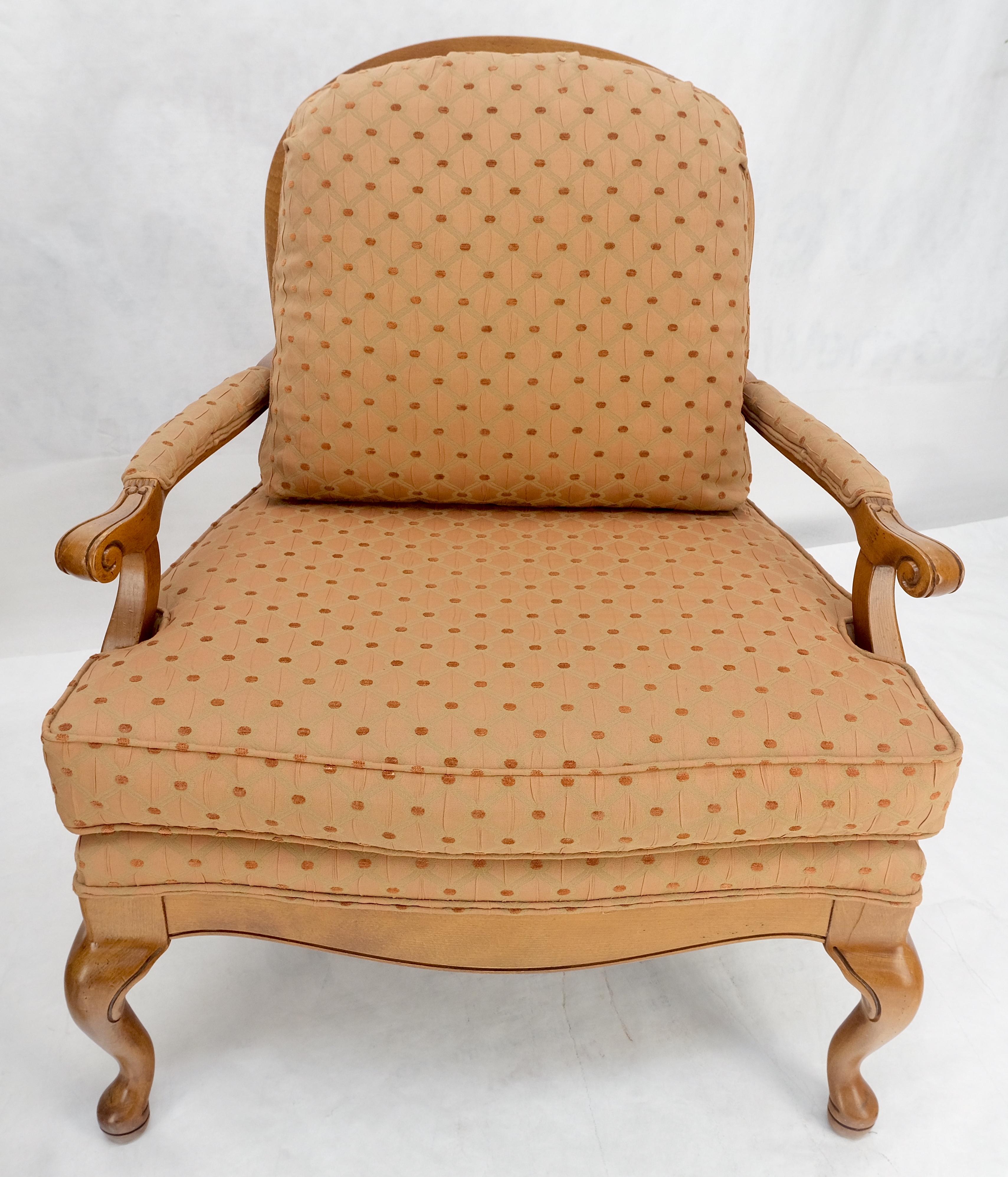 Pair of Wide Seat Carved Lattice Woodwork Back Queen Ann Lounge Chairs MINT! For Sale 8