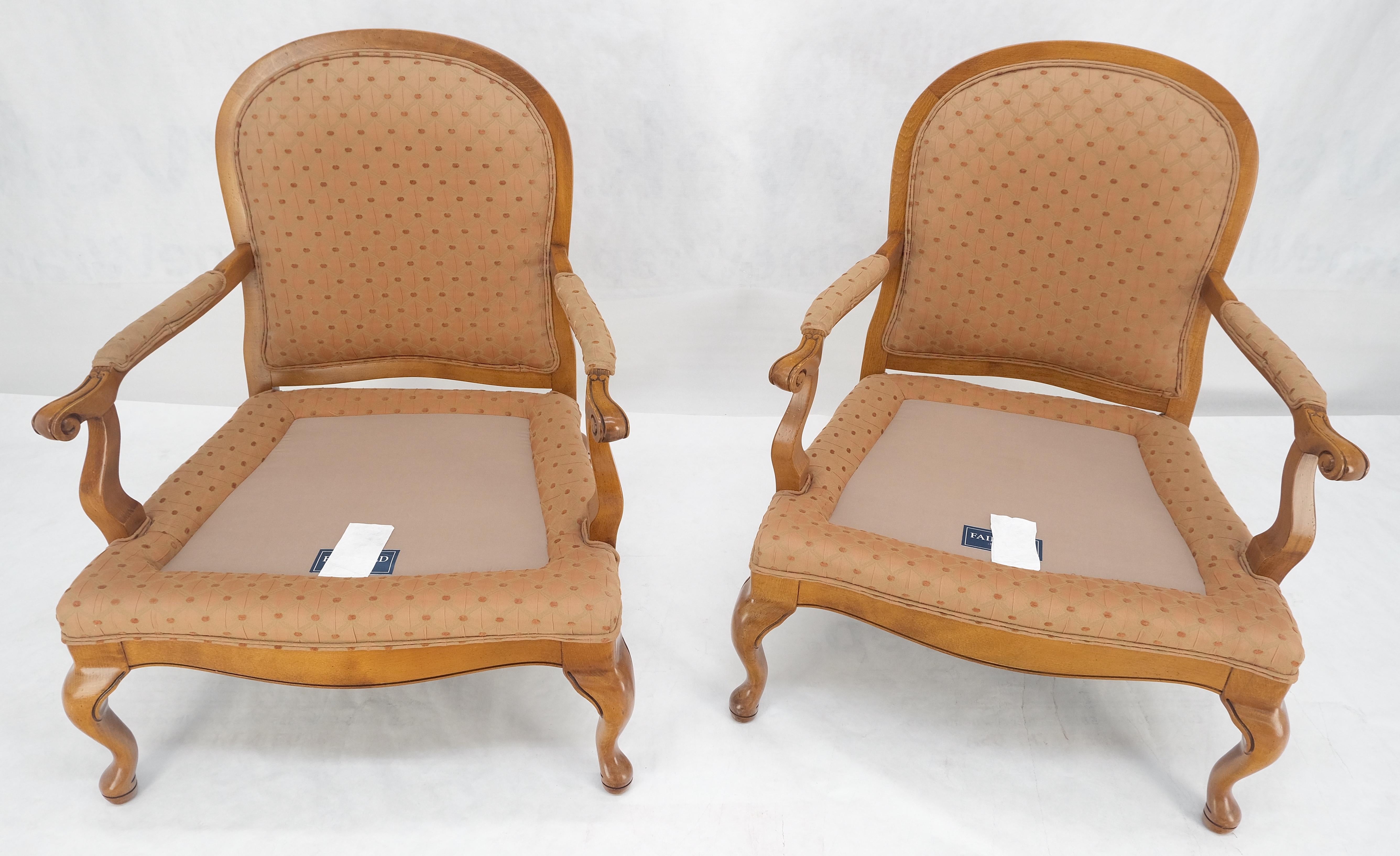 Blue & White Stripe Queen Ann Style Slipper Fire Side Chairs Low Profile MINT!