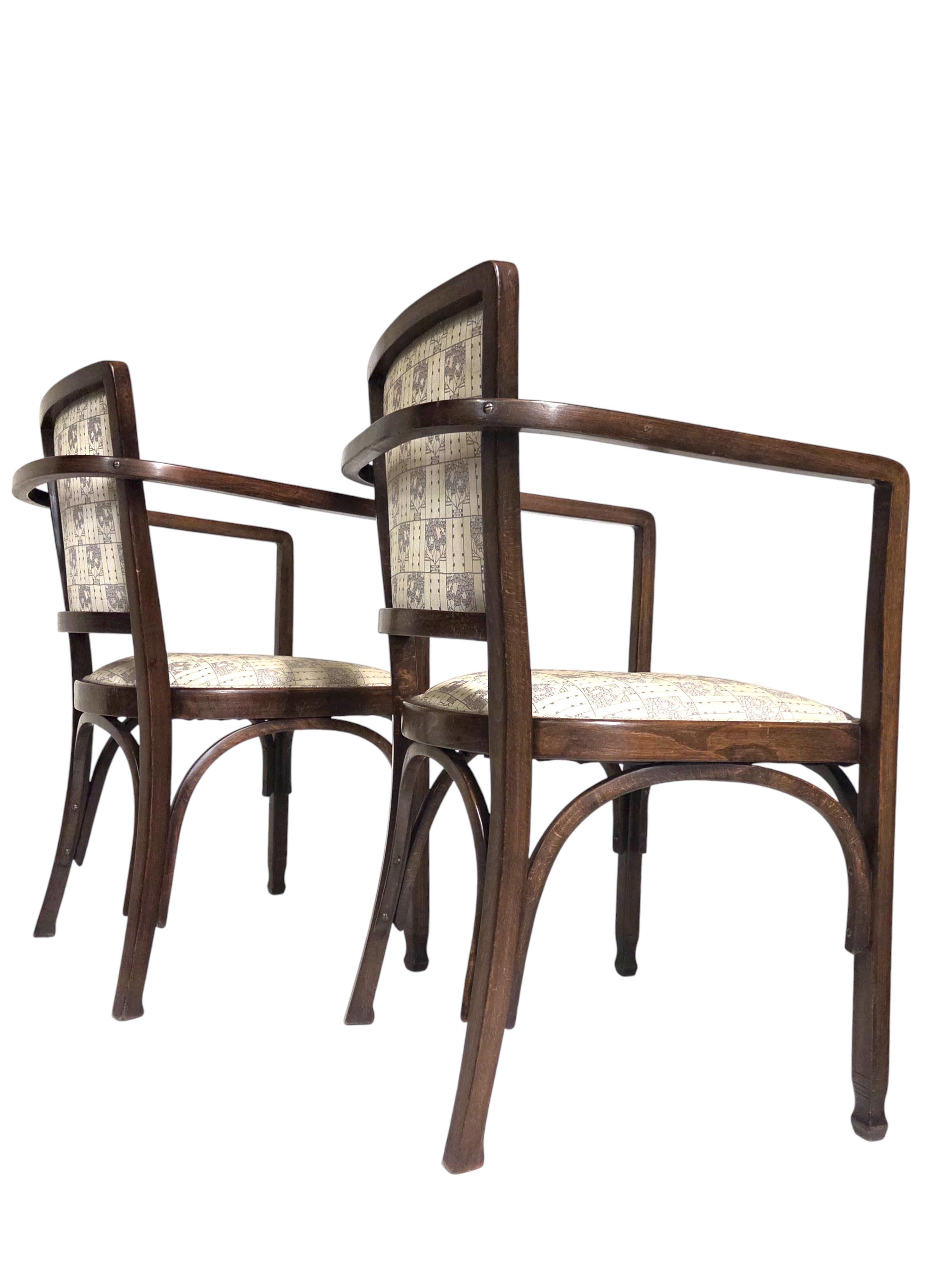 Pair of Wiener Werkstatte armchairs by Koloman Moser for J & J Kohn, Austria en vente 7