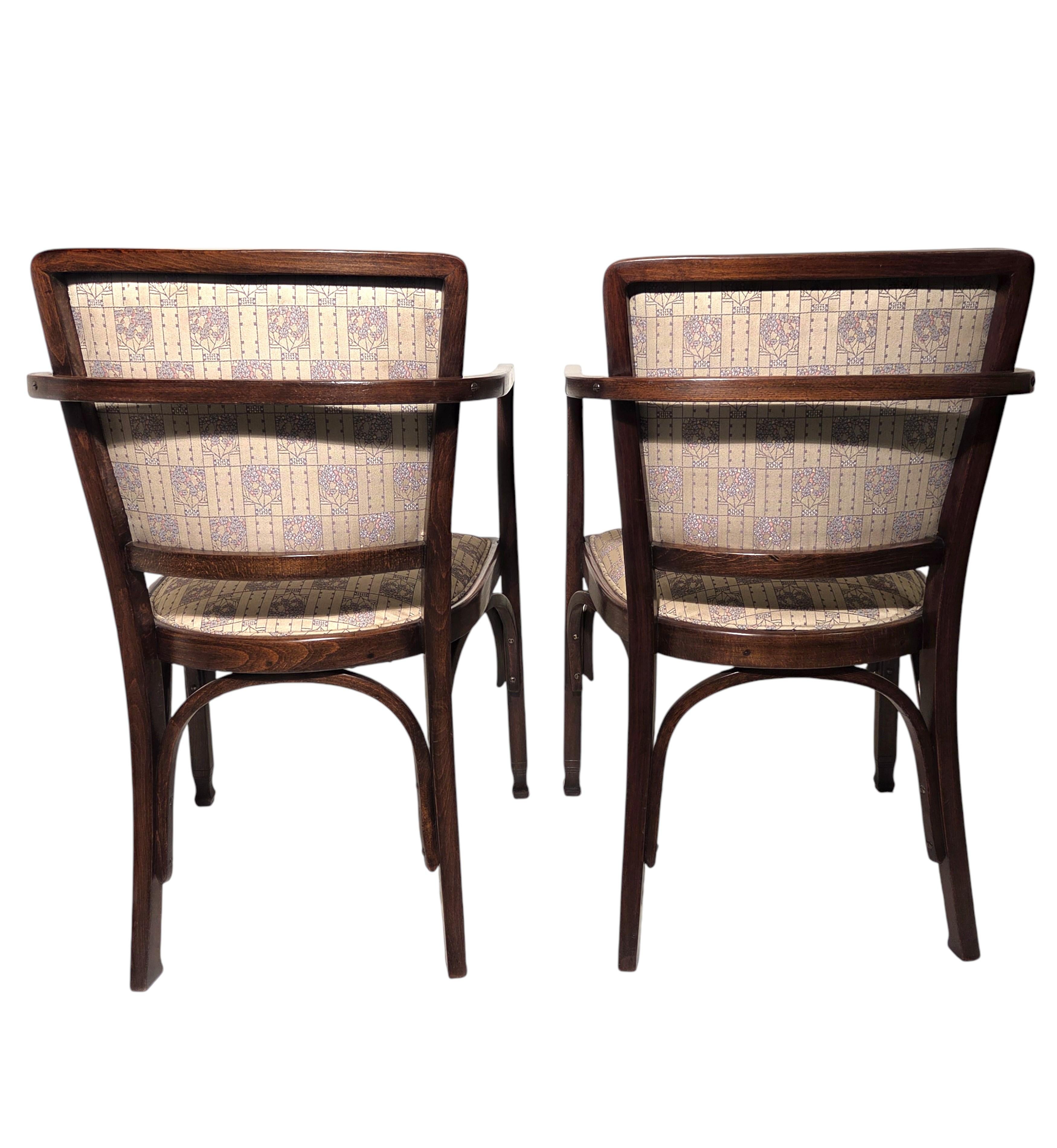 Pair of Wiener Werkstatte armchairs by Koloman Moser for J & J Kohn, Austria en vente 9