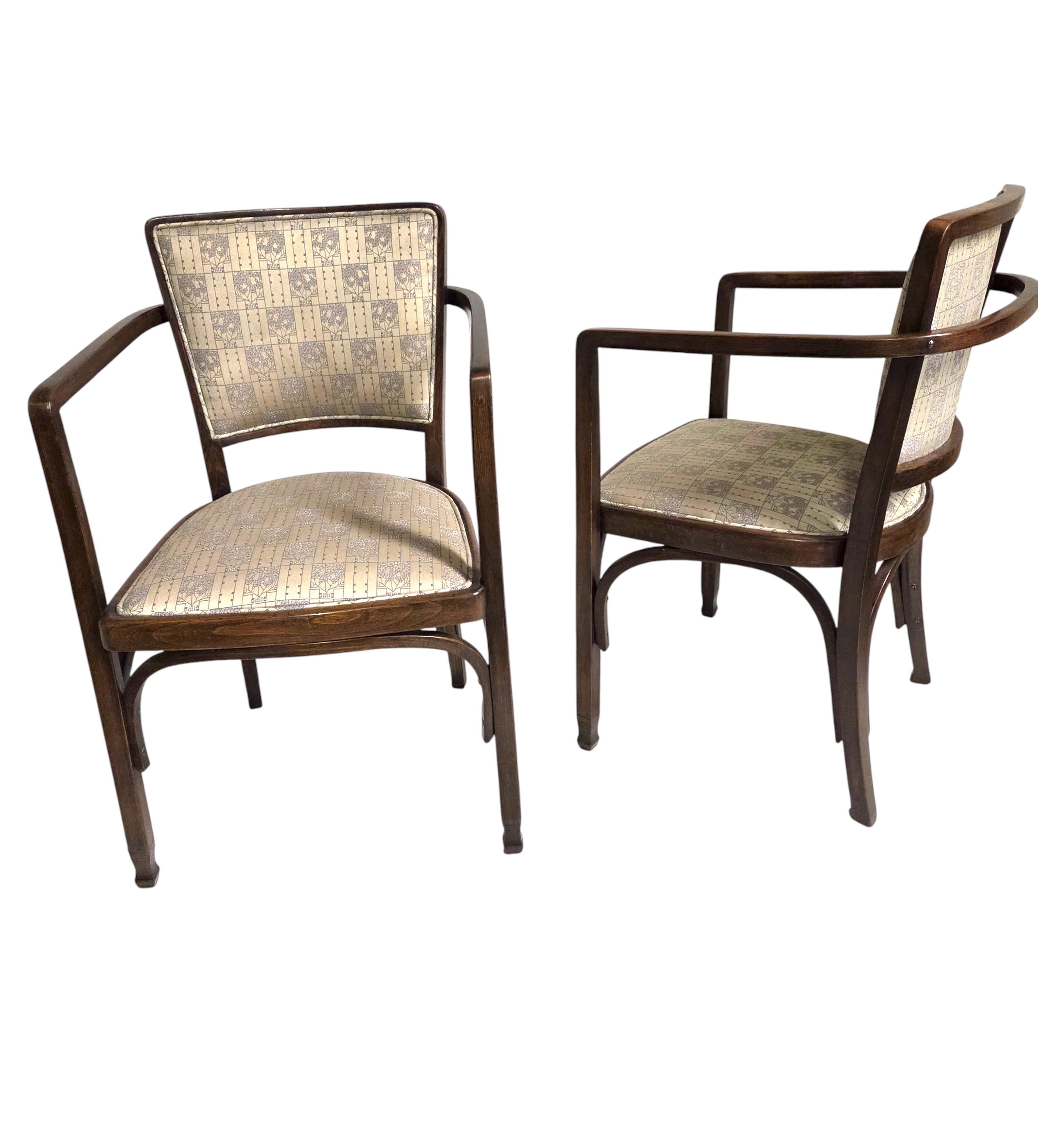 Pair of Wiener Werkstatte armchairs by Koloman Moser for J & J Kohn, Austria en vente 10