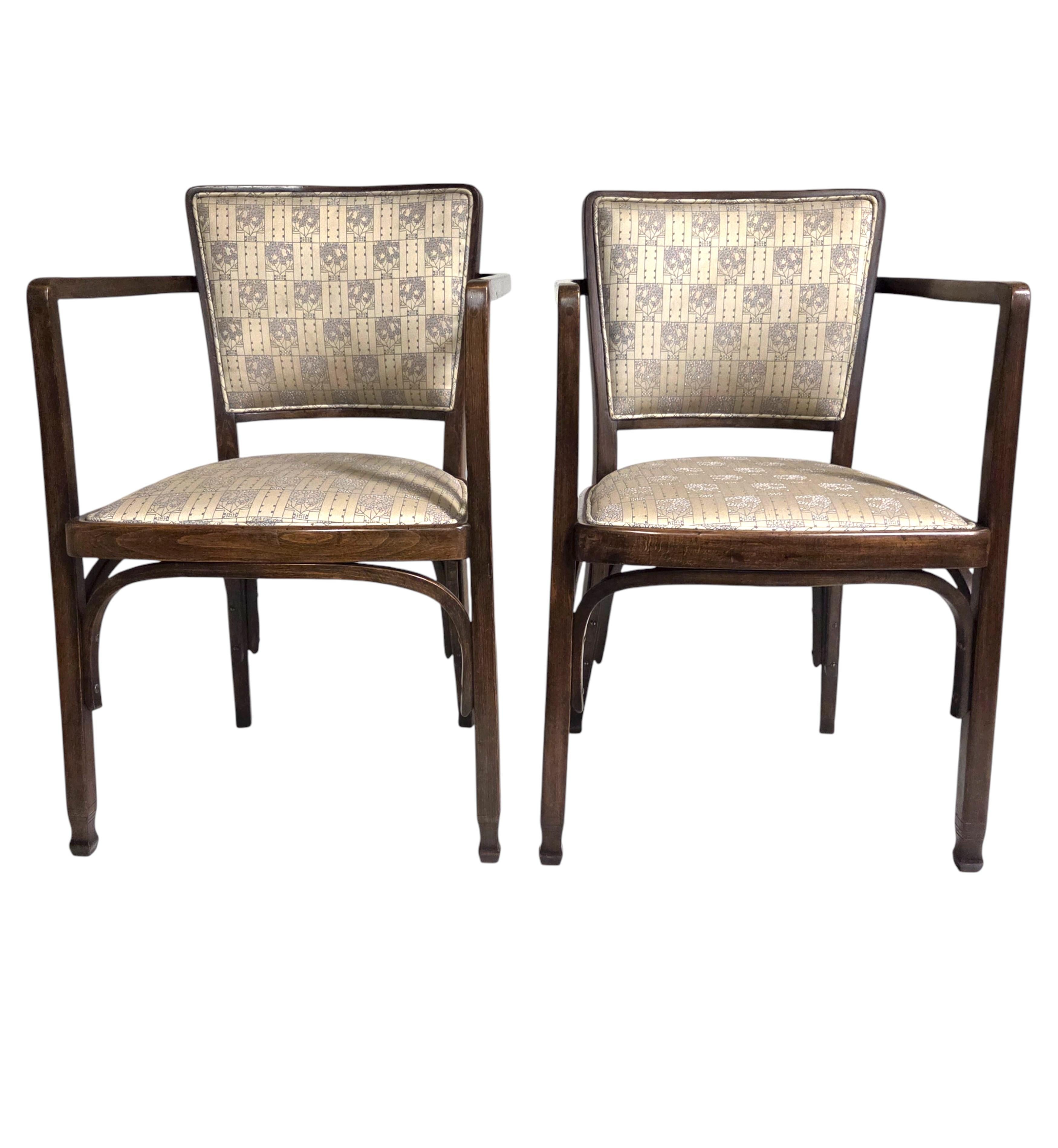 Autrichien Pair of Wiener Werkstatte armchairs by Koloman Moser for J & J Kohn, Austria en vente