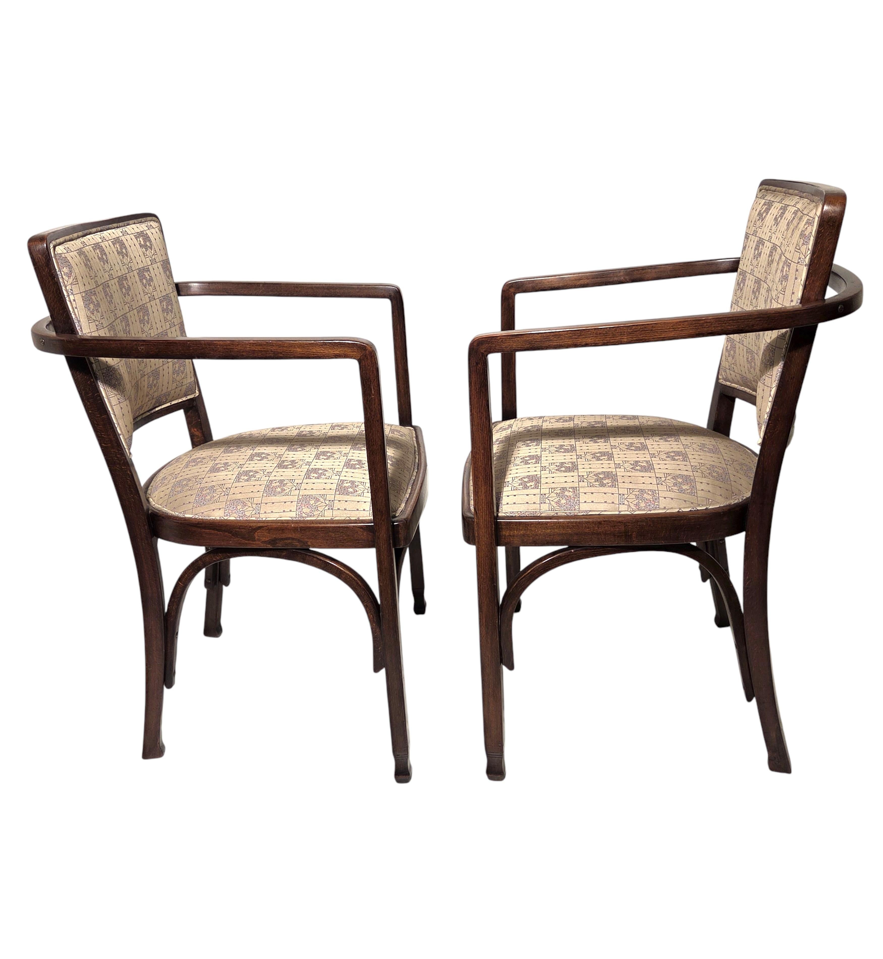 Pair of Wiener Werkstatte armchairs by Koloman Moser for J & J Kohn, Austria en vente 2