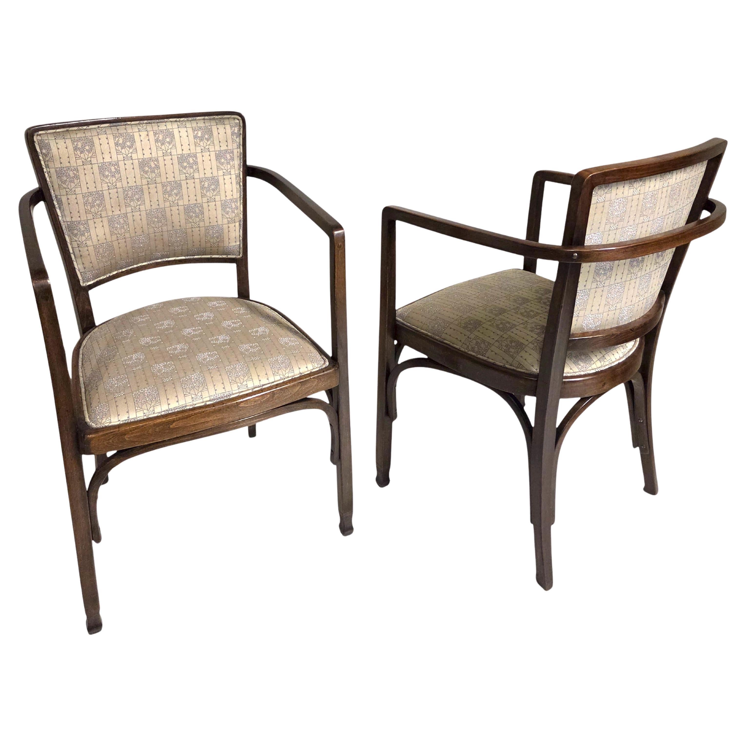 Pair of Wiener Werkstatte armchairs by Koloman Moser for J & J Kohn, Austria