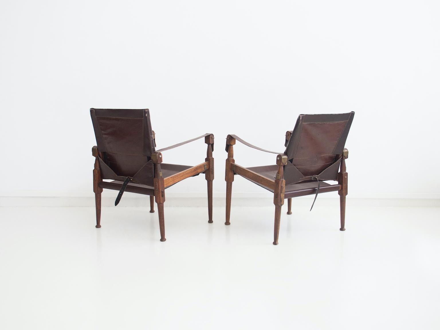Pair of Wilhelm Kienzle Leather Safari Chairs 6