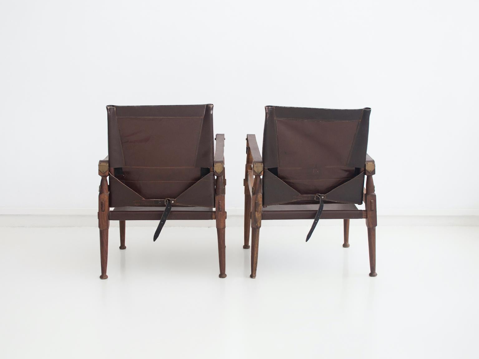 Pair of Wilhelm Kienzle Leather Safari Chairs 7