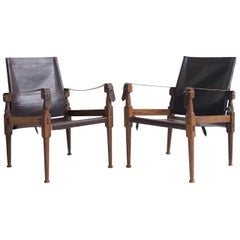 Pair of Wilhelm Kienzle Leather Safari Chairs