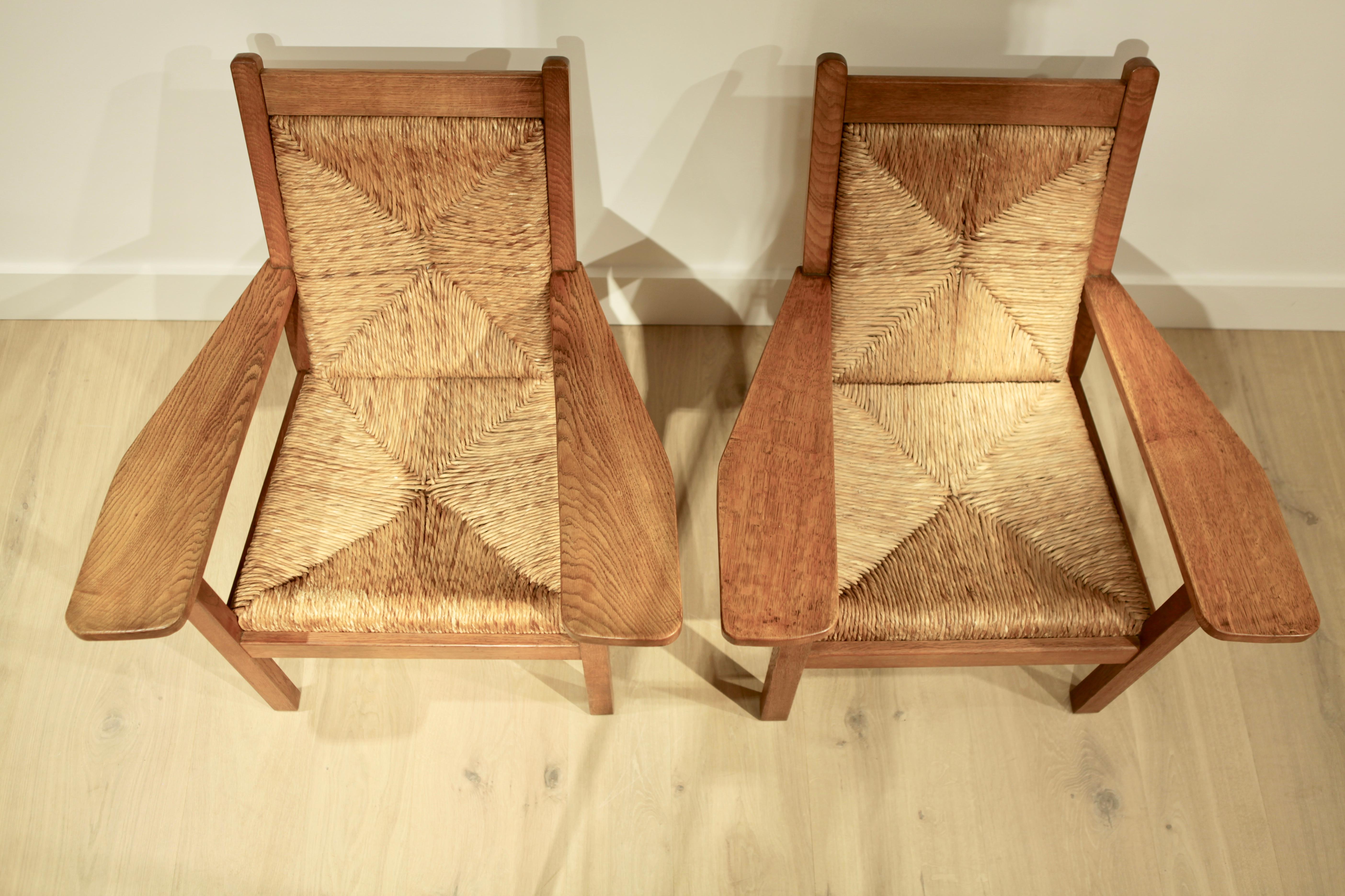 Paire de chaises Willi Ohler en chêne et jonc:: Arts & Crafts:: Allemagne:: années 1920 8