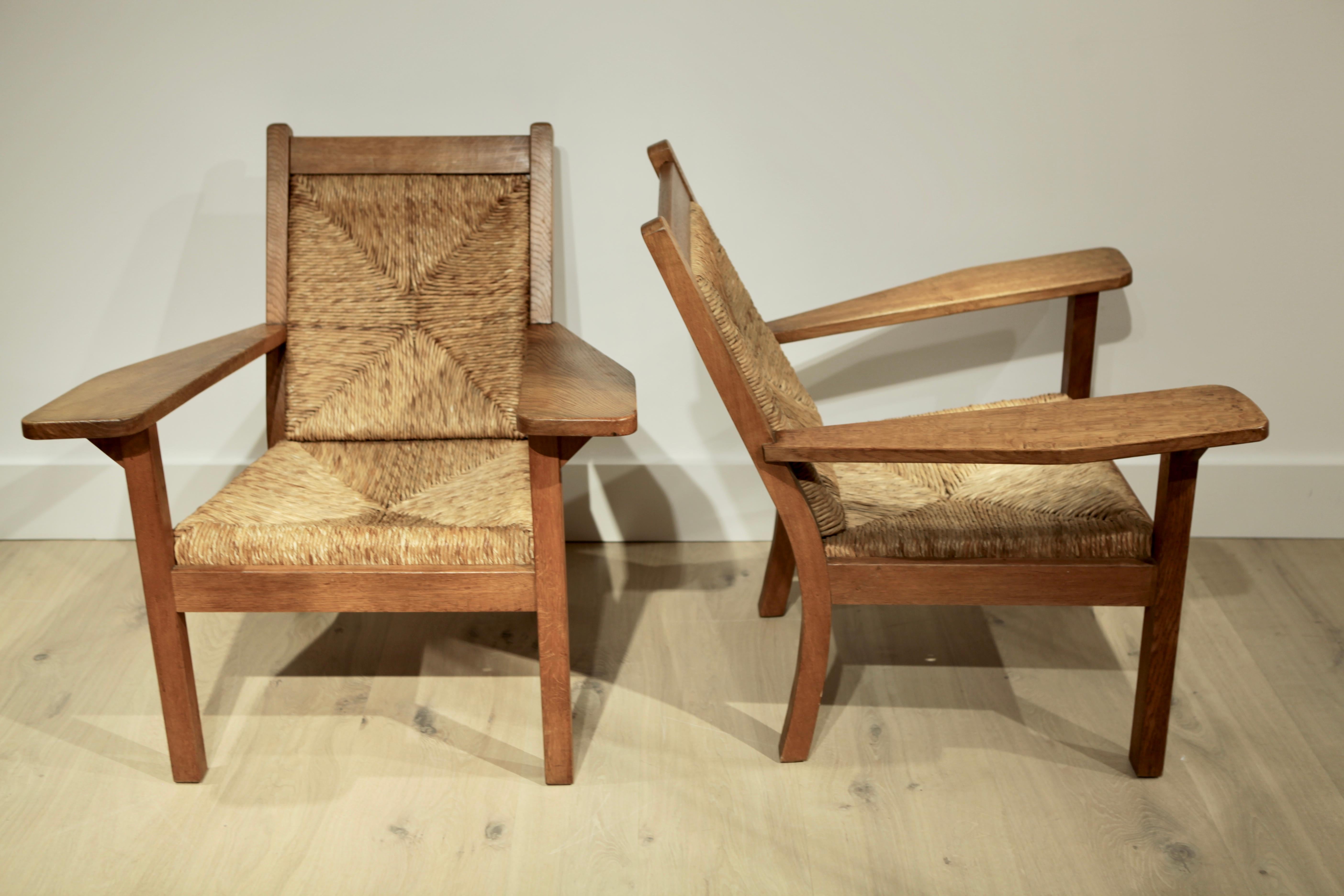 Paire de chaises Willi Ohler en chêne et jonc:: Arts & Crafts:: Allemagne:: années 1920 Bon état à Berlin, DE