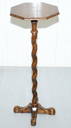 Pair of William & Mary Style English Carved Oak Barley Twist Jardiniere Stands