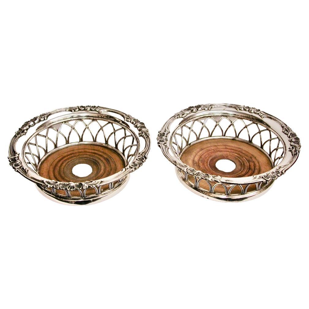 Pair Of William 1V Old Sheffield Wine Coasters, Dated Circa 1830 For Sale