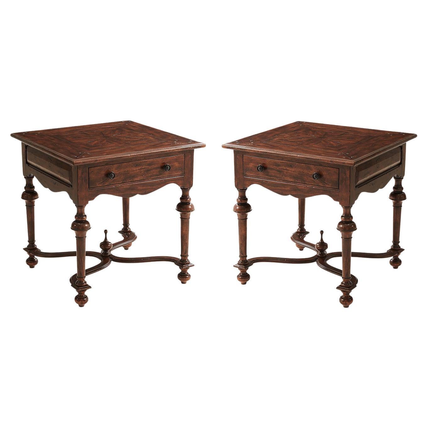 Pair of William and Mary Antiqued End Tables