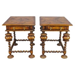Pair of William and Mary Barley Twist Side End Tables