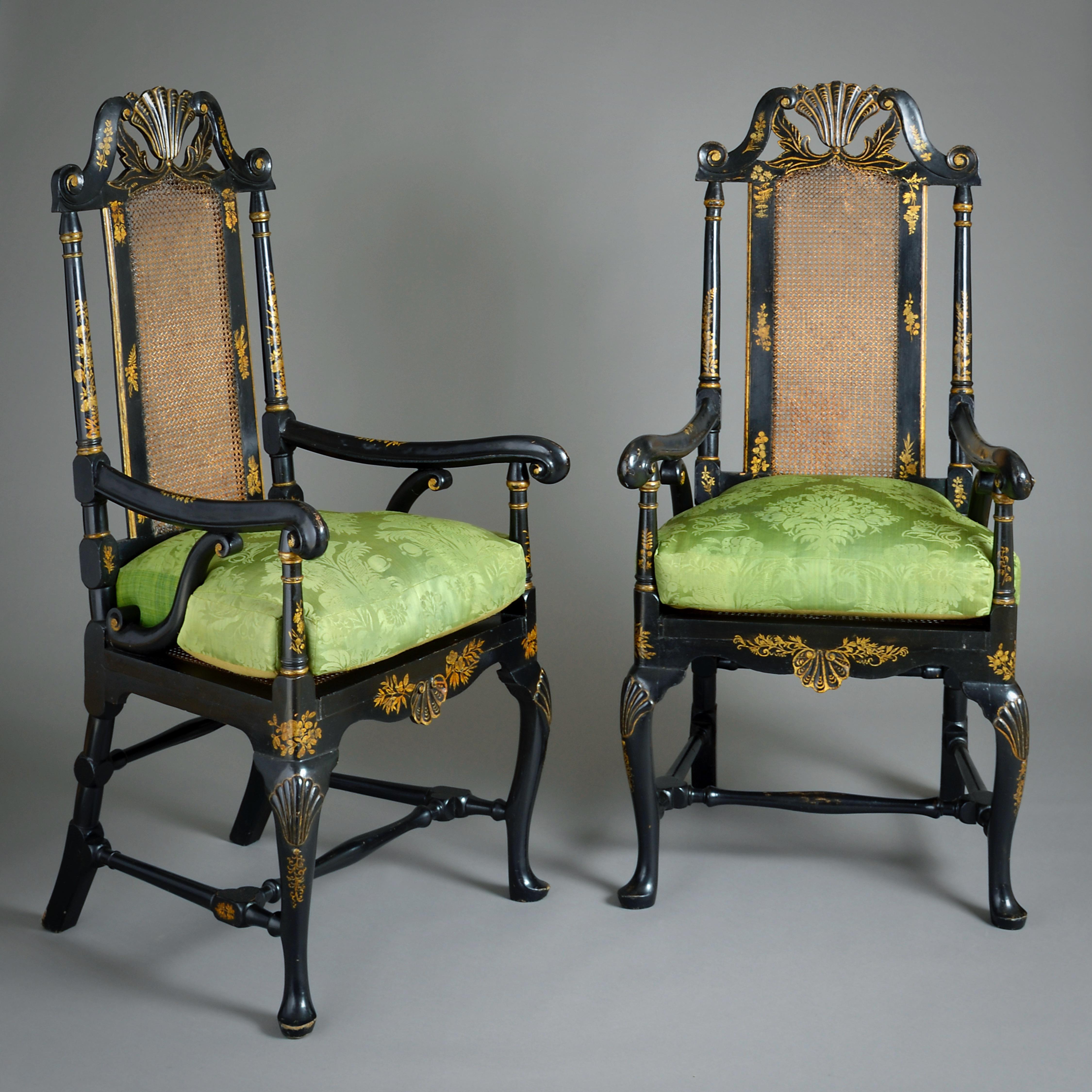 Lacca Coppia di poltrone in giamaica William & Mary in vendita