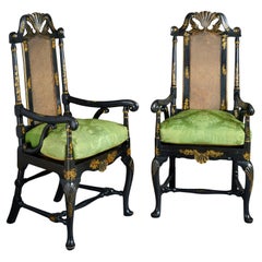 Paar William-and-Mary-Sessel aus Japanglas