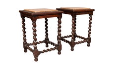 Pair Of William And Mary Style Oak Benches