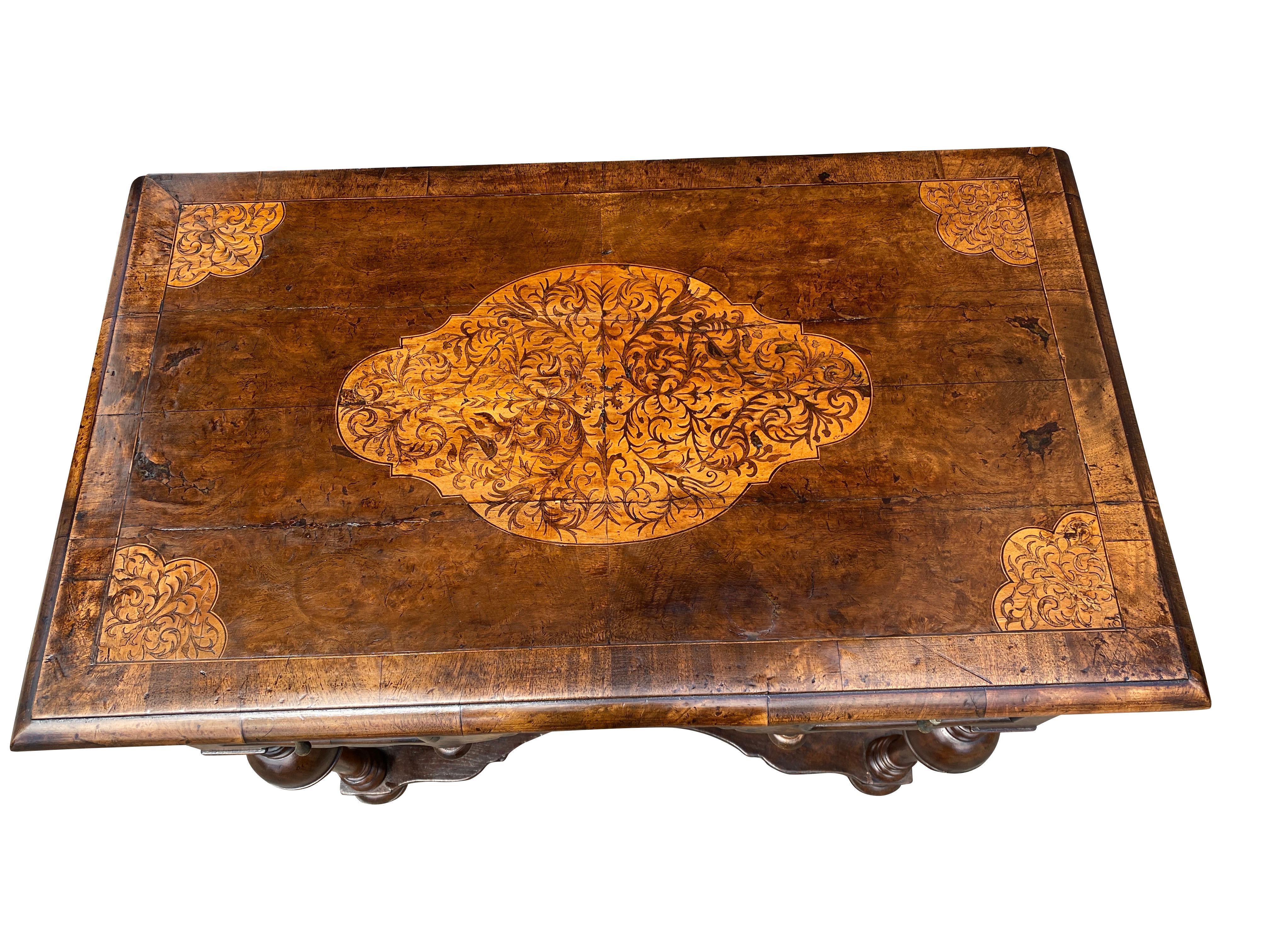 19th Century Pair of William and Mary Style Seaweed Marquetry Side Tables