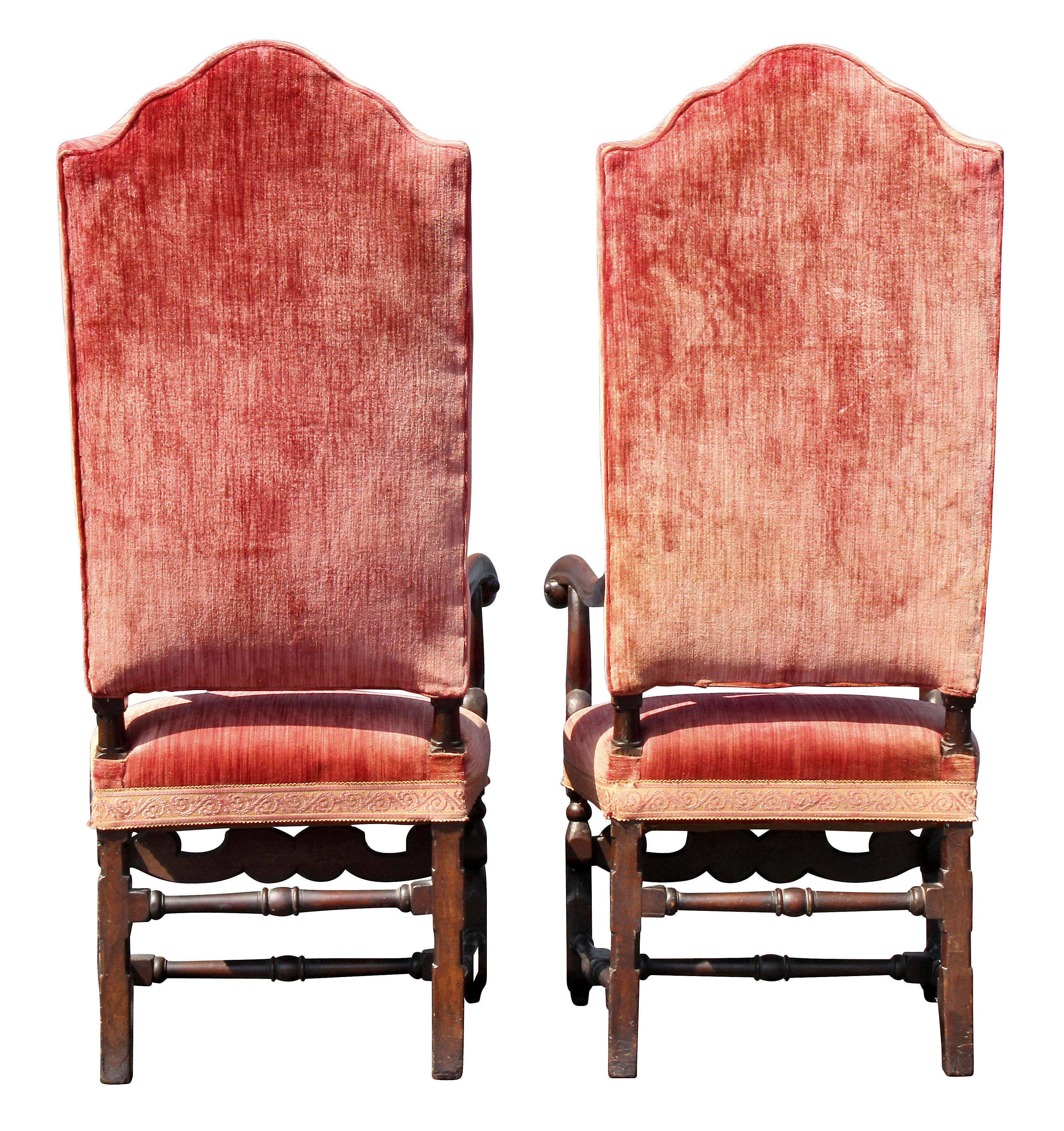 Pair of William and Mary Style Walnut Armchairs 4