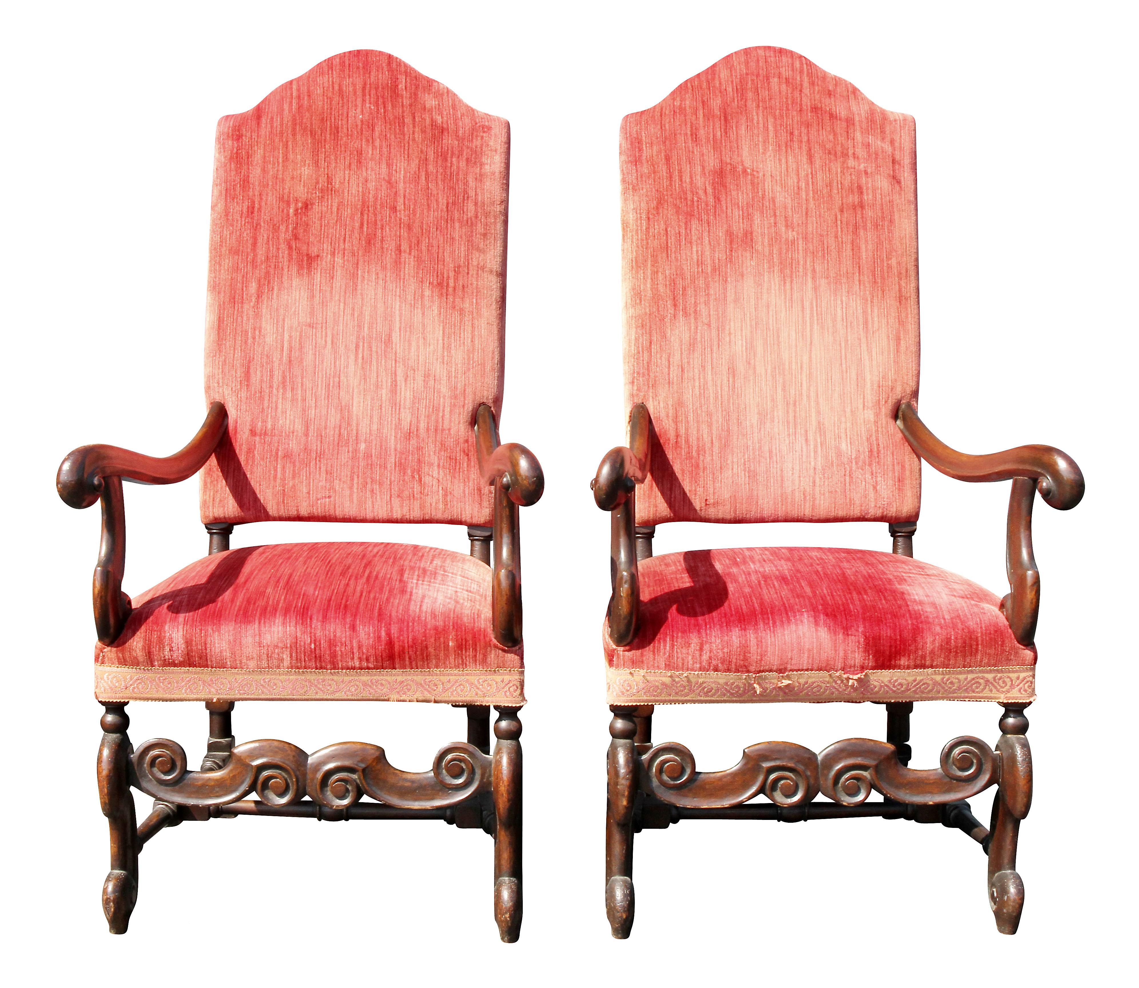 Pair of William and Mary Style Walnut Armchairs In Good Condition In Essex, MA
