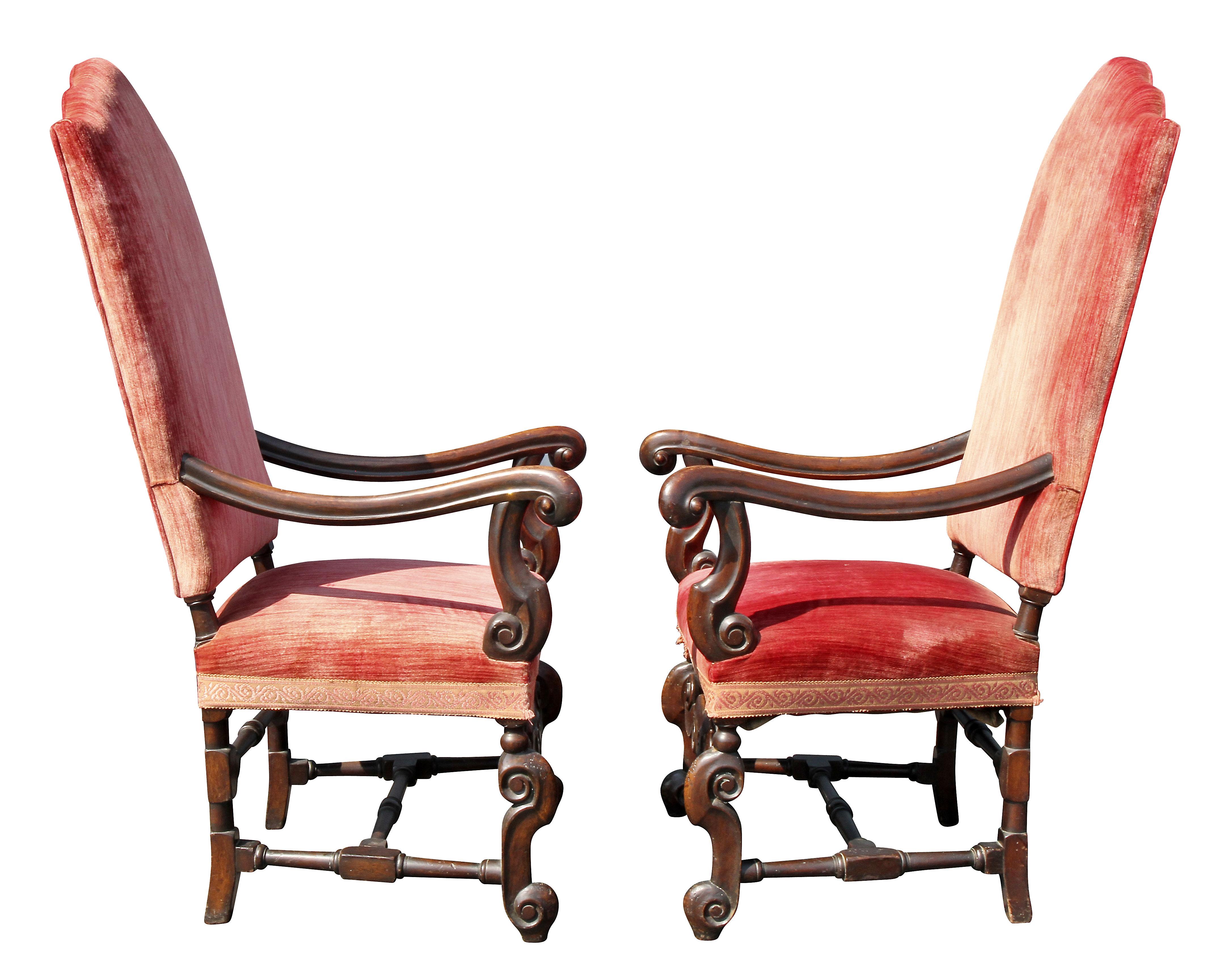 Pair of William and Mary Style Walnut Armchairs 2