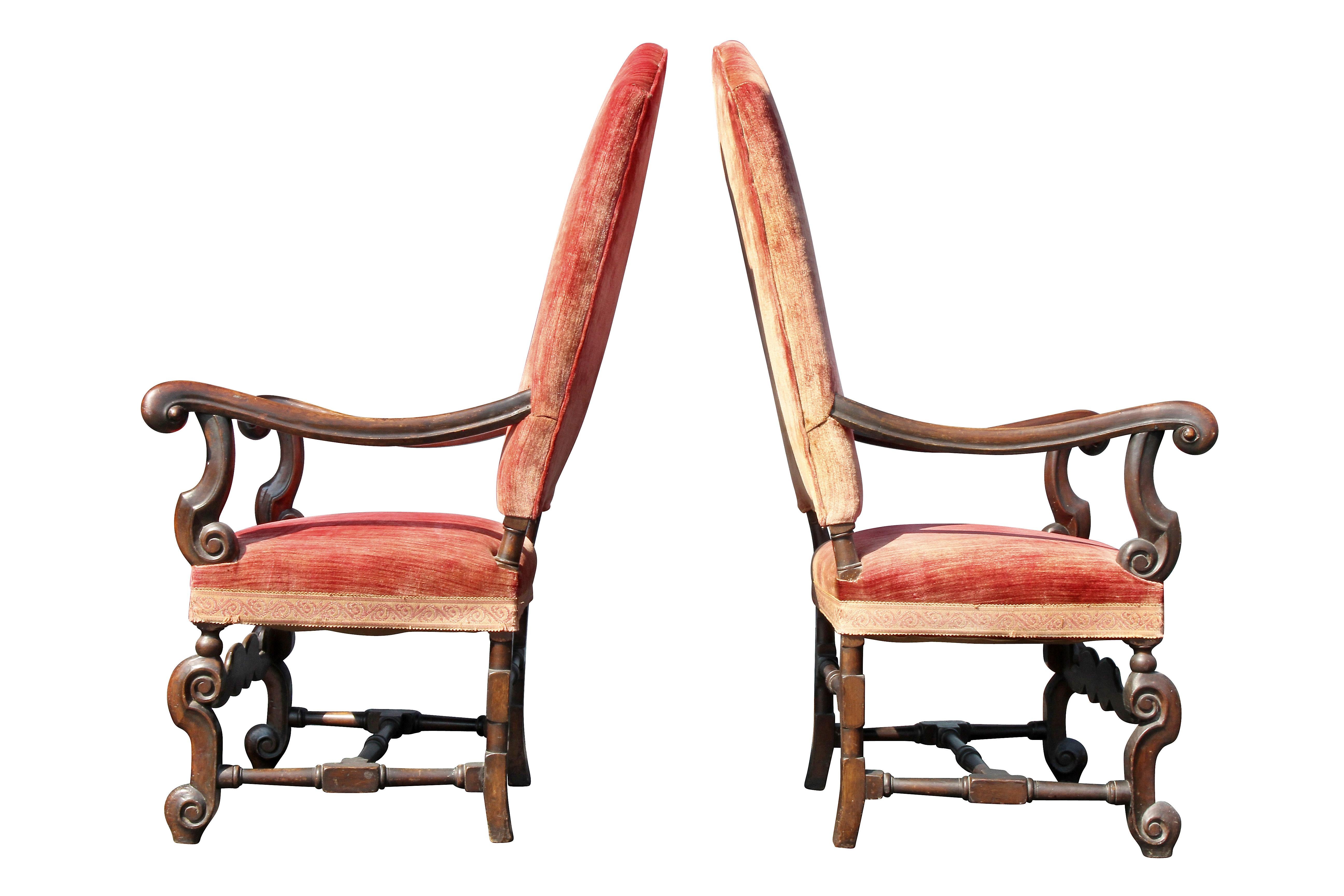 Pair of William and Mary Style Walnut Armchairs 3