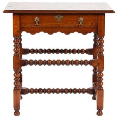 Pair of William and Mary Style Walnut Side Tables, Great Color and Patina