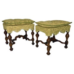 Pair of William and Mary walnut stools