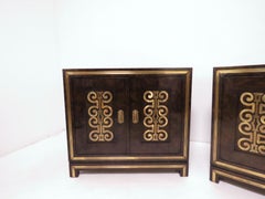 Pair of William Doezema for Mastercraft Amboyna Burl and Brass Chests