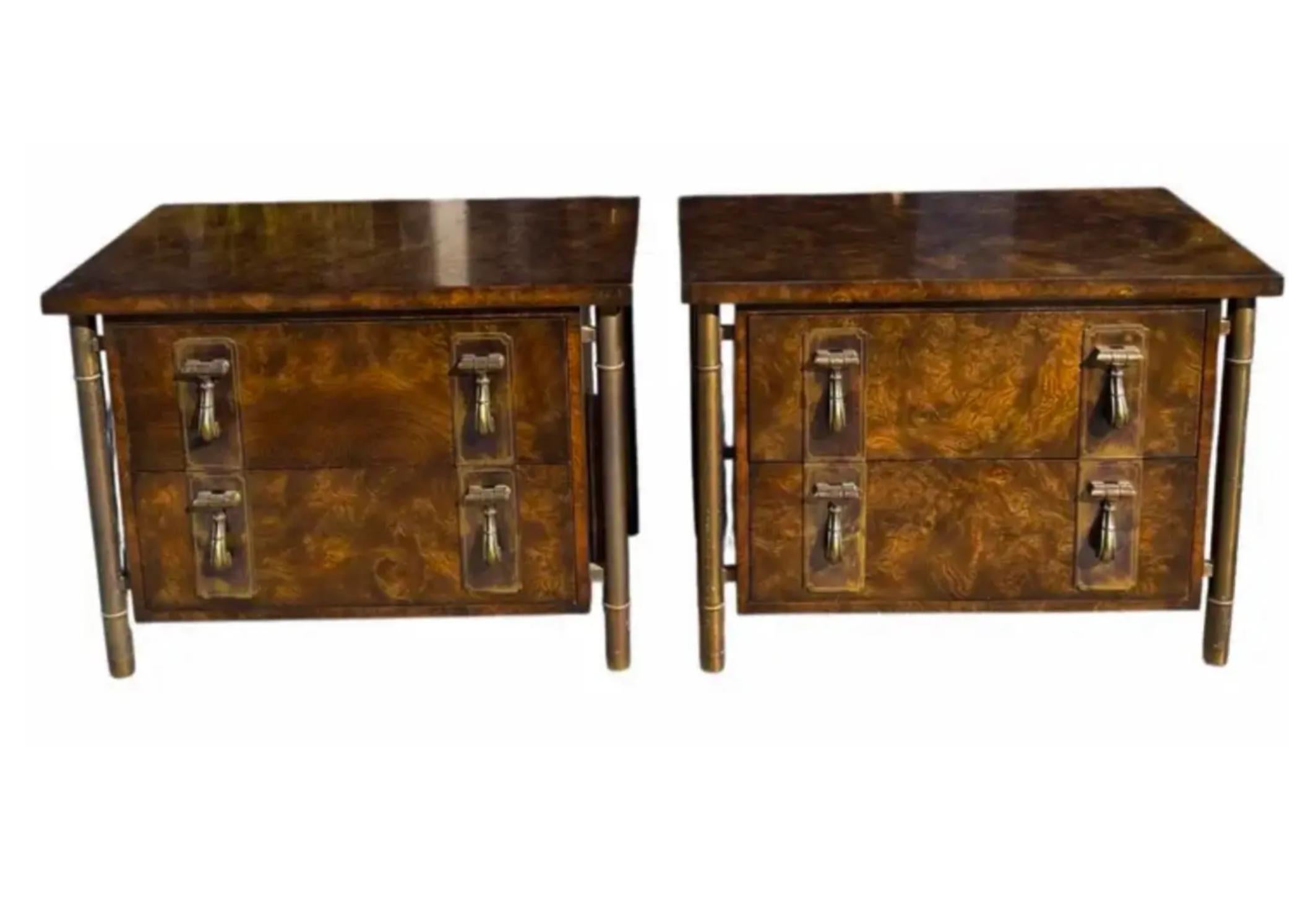 American Pair of William Doezema for Mastercraft Mid Century Modern Nightstands For Sale