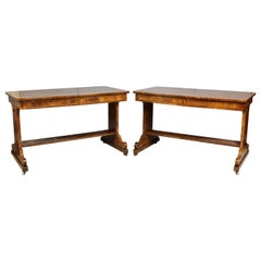 Pair of William IV Burl Elm Writing Tables