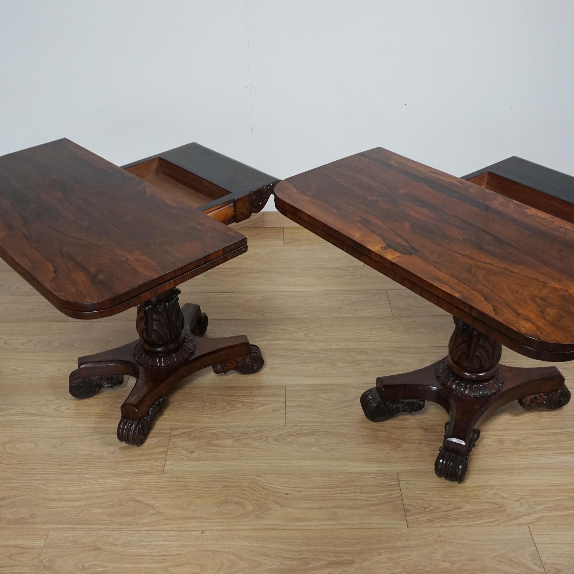 Pair of William IV Card Tables In Good Condition For Sale In Forest Row, East Sussex