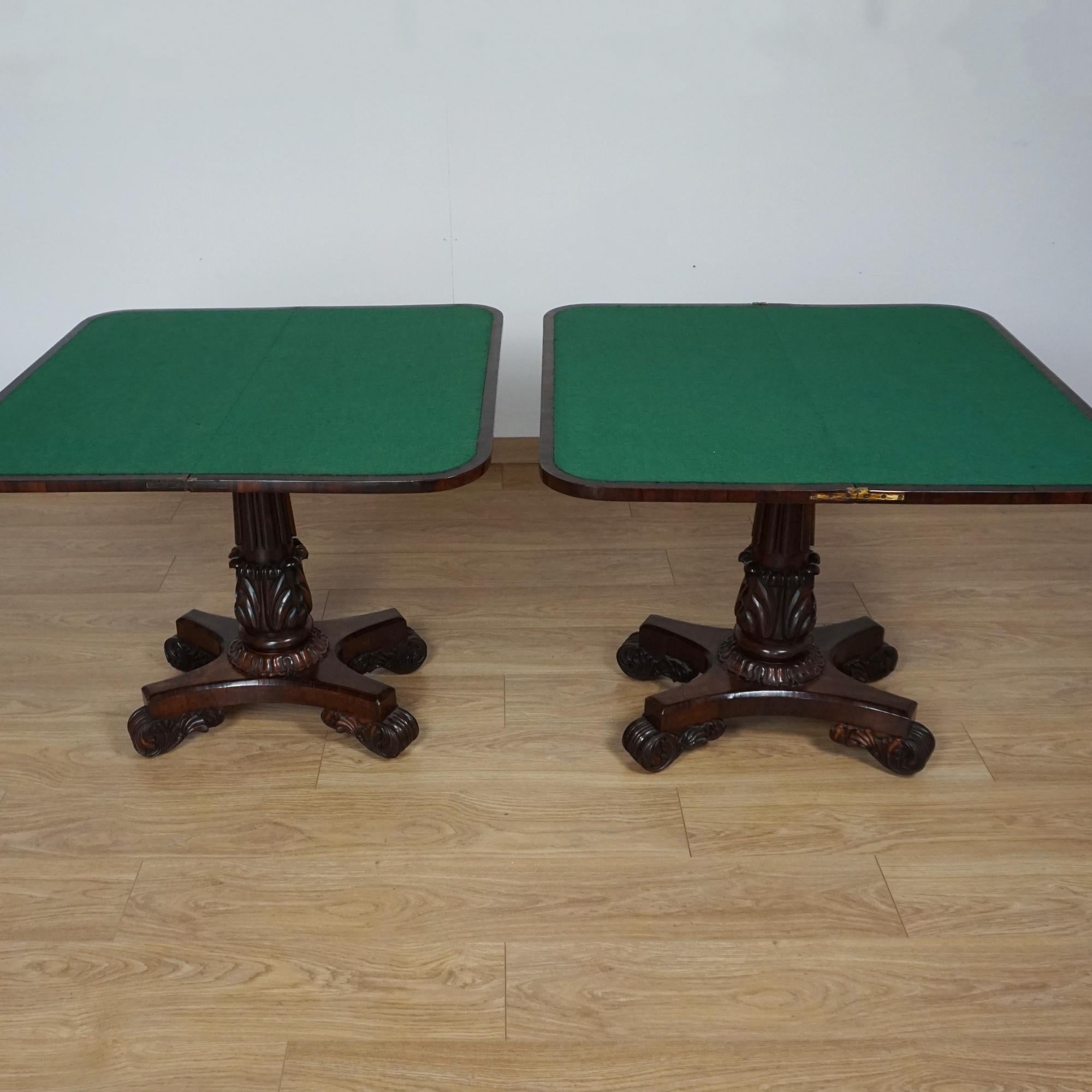 Walnut Pair of William IV Card Tables For Sale