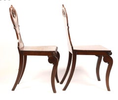Pair of William IV Carved Mahogany Hall Chairs
